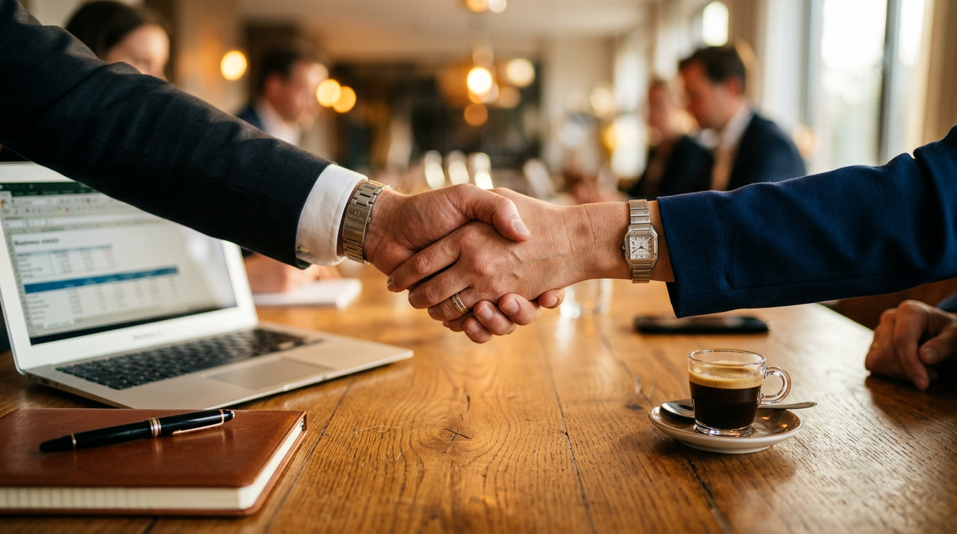 Stretta di mano professionale — partnership e fiducia
