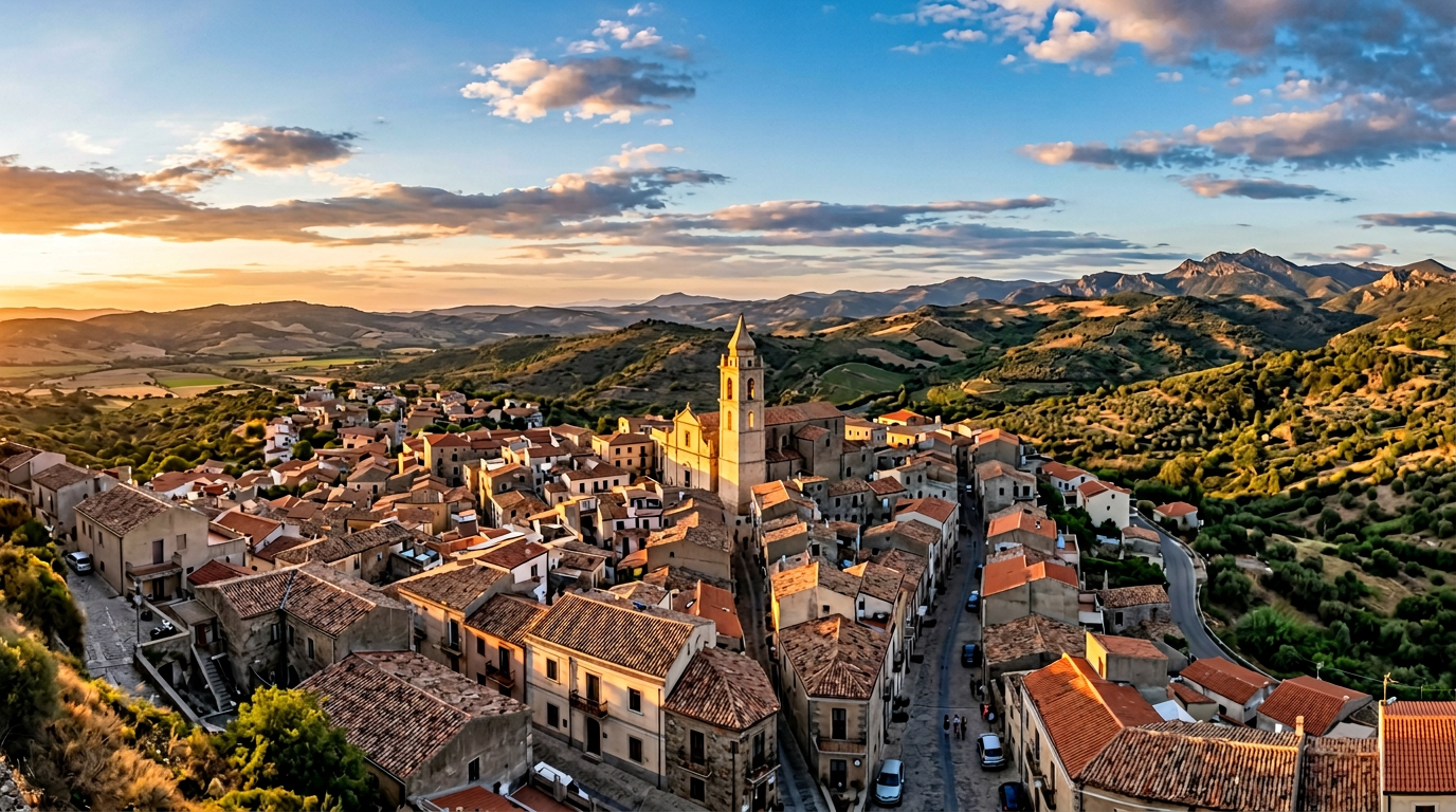 Panorama della Sardegna al tramonto